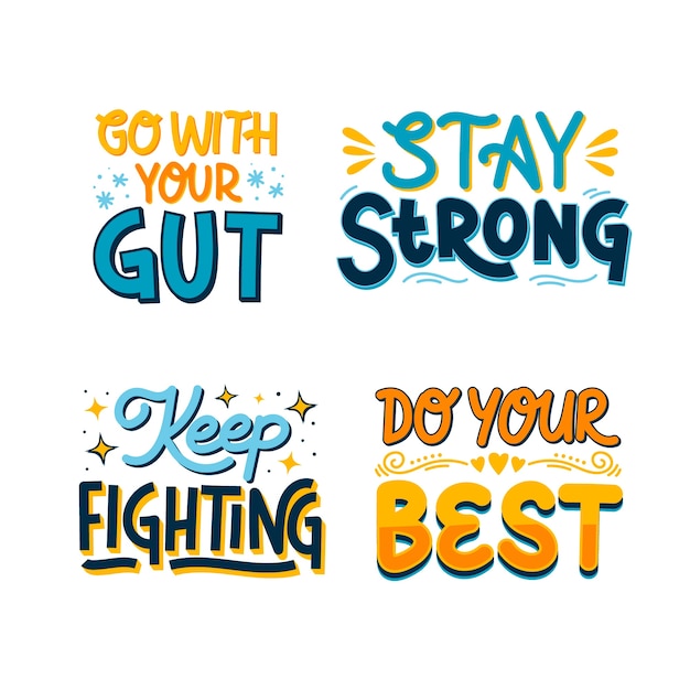 Cute encouragement lettering set