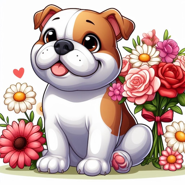 Cute English Bulldog Dog Vector Cartoon illustration