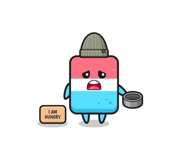 Cute eraser beggar cartoon character cute design