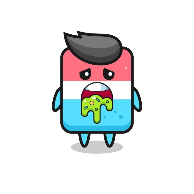 The cute eraser character with puke , cute style design for t shirt, sticker, logo element