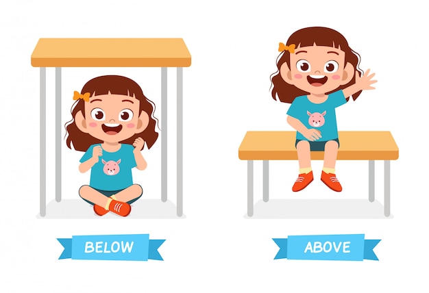 Premium Vector Cute Example Of Opposite Word Antonym For Kid