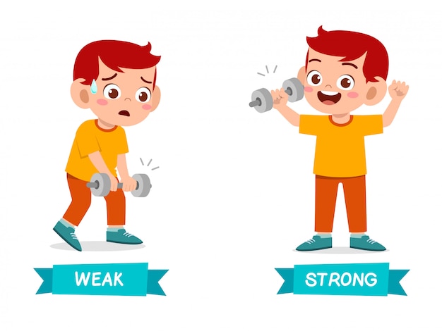 Vector cute example of opposite word antonym for kid