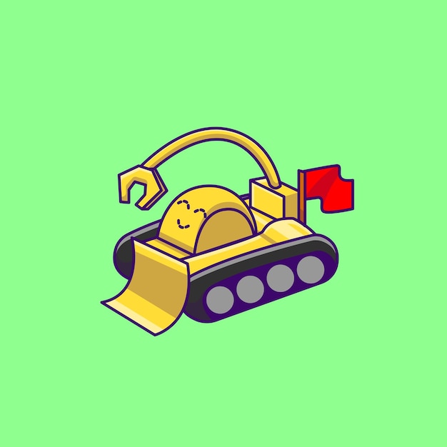 Cute excavator cartoon vector icons illustration