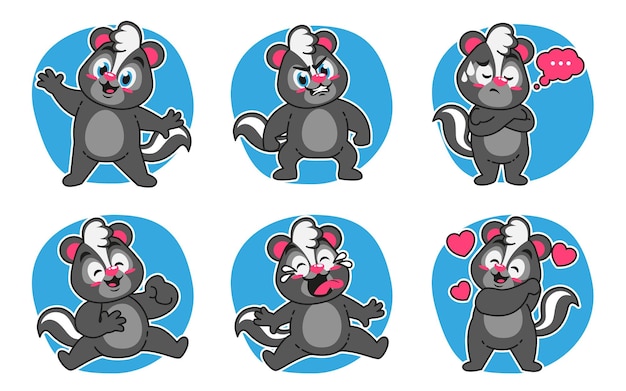 cute expression skunk cartoon sticker