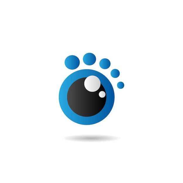 Cute Eye Cartoon Logo Design Template Company Logo Concept Vector Icon Blue Black Ellipse Like Foot