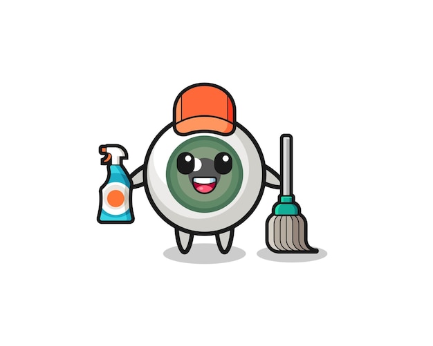 Cute eyeball character as cleaning services mascot cute design