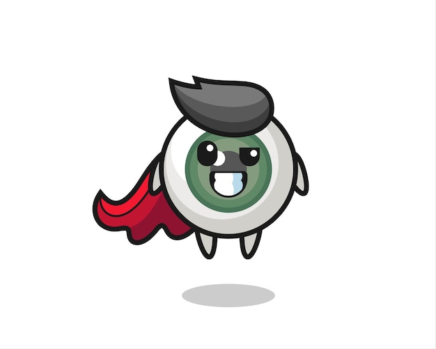 Vector the cute eyeball character as a flying superhero