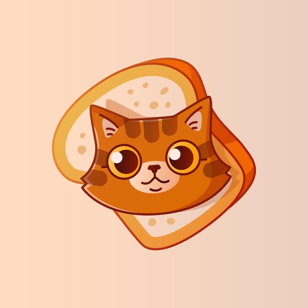 Cute face of cat in piece of bread