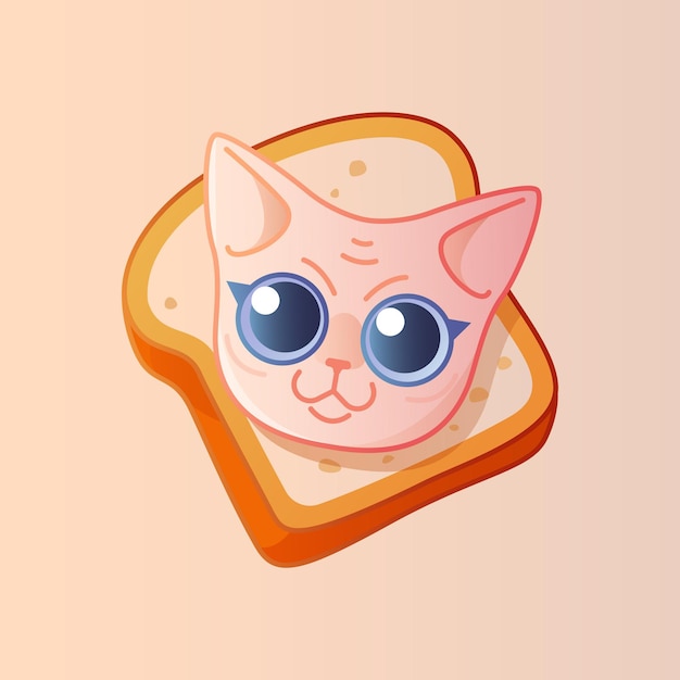 Милое лицо кота-сфинкса в куске хлеба