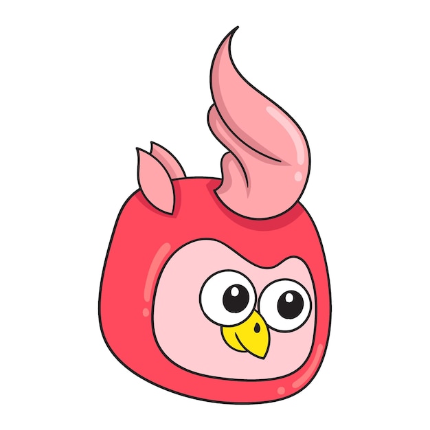 Vettore simpatico pulcino rosso doodle icona immagine kawaii