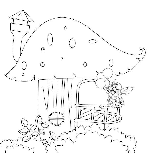 Cute fairy for children Line art Coloring book pages for children Kdp