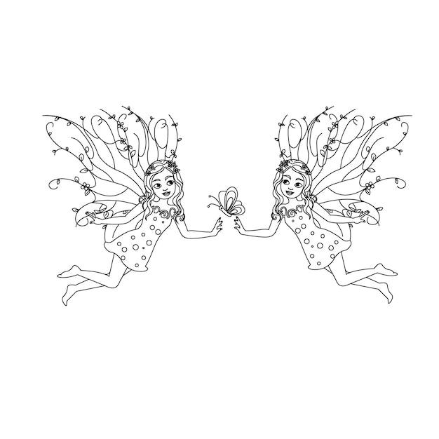 Cute fairy for children Line art Coloring book pages for children Kdp