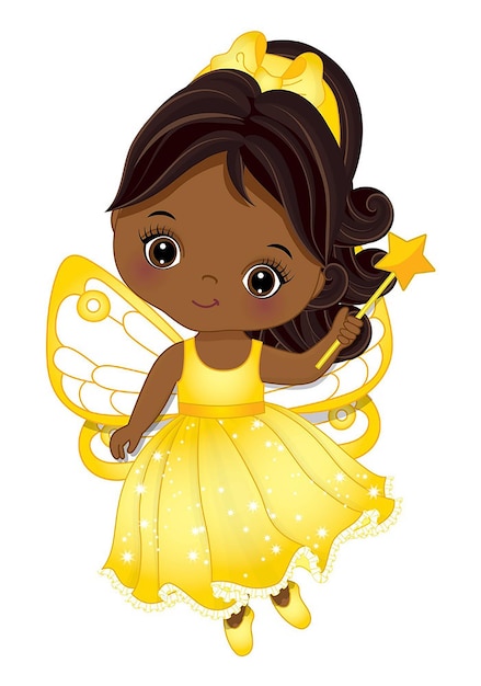 Cute fairy holding magic wand vector