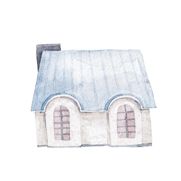 かわいいおとぎ話の家の子供の水彩イラストプリントデザイン