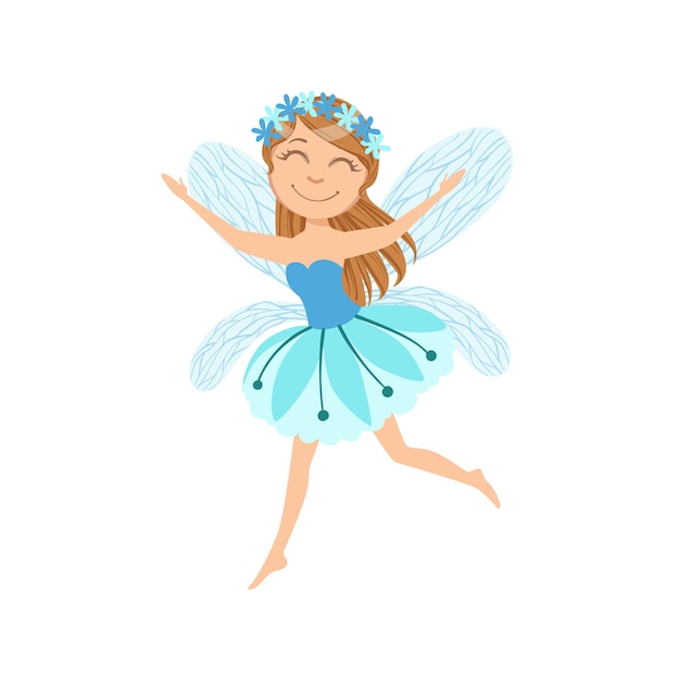 Vector cute fairy with chaplet girly cartoon character