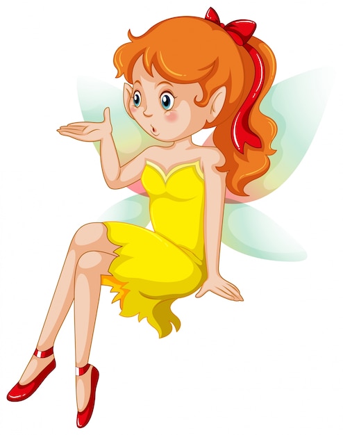 Vector cute fairy in yellow dress