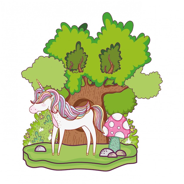 cute fairytale unicorn in the landscape