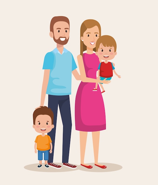 Vector cute family happy characters