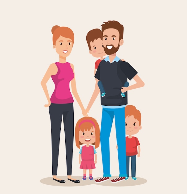 Vector cute family happy characters