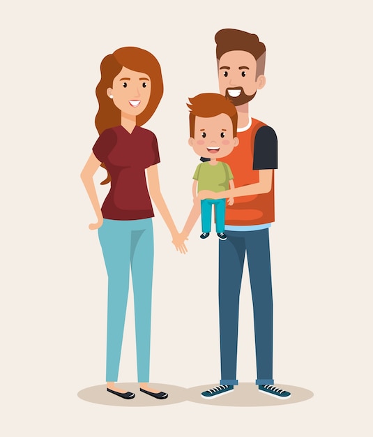 Vector cute family happy characters