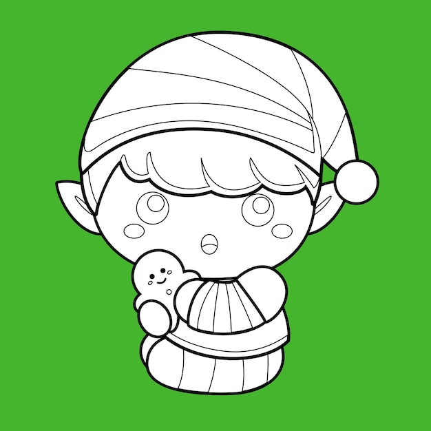 Cute Fantasy Christmas Elf Digital Stamp