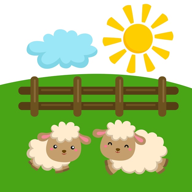 Cute Farm Animal Sheep Clipart Vector