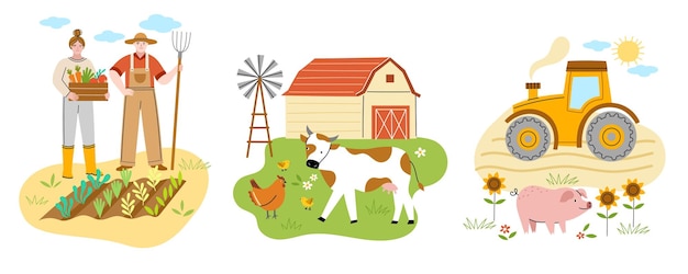 Vector cute farm compositions