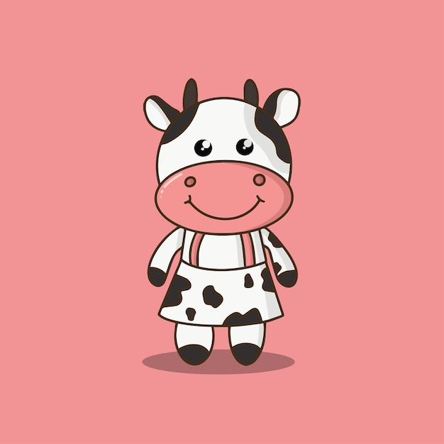 Cute farm cow cartoon vector illustration