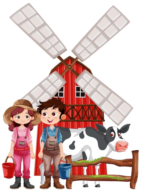 Vector cute farmer cartoon character