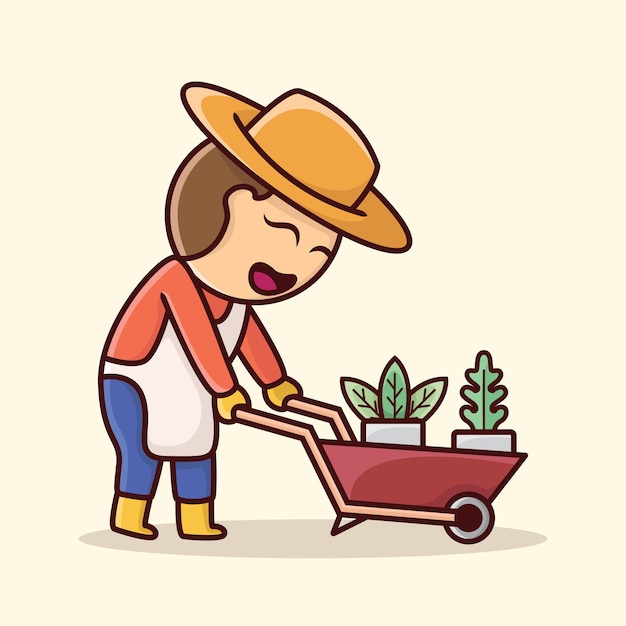 Cute farmer character cartoon