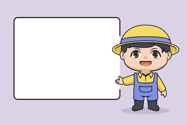 Cute farmer illustration with blank space information