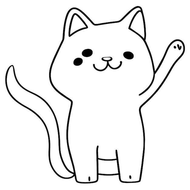 かわいいデブ猫手描き漫画ステッカー アイコンの概念分離イラスト