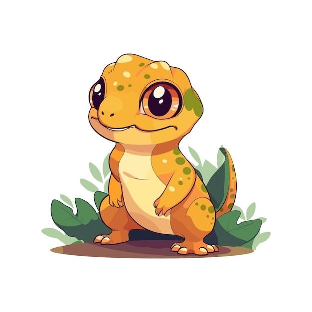 cute fat gecko cartoon vector