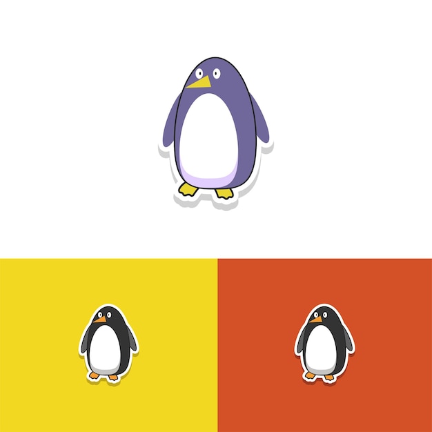 Vector cute fat penguin vector in a angry look pose