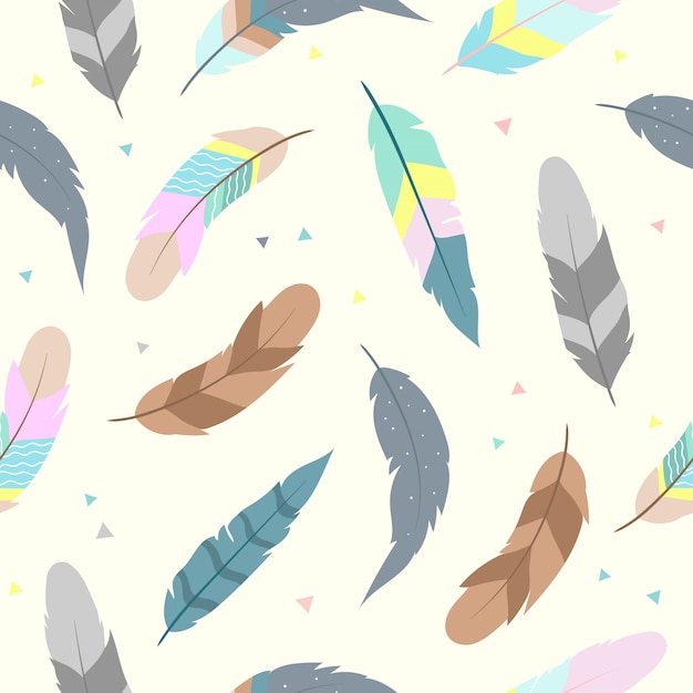 Cute feathers seamless pattern for wallpaper