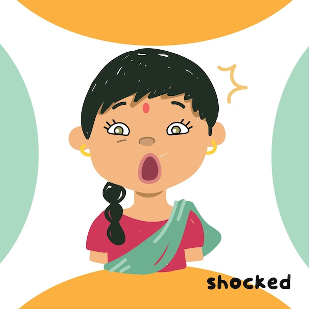 Vector cute feeling flashcard for children. set of children expressing feelings with adjective words.