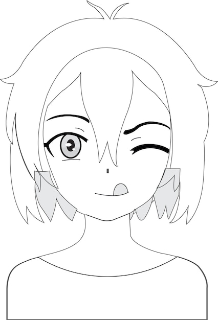 Vector cute female anime character with hair coloring