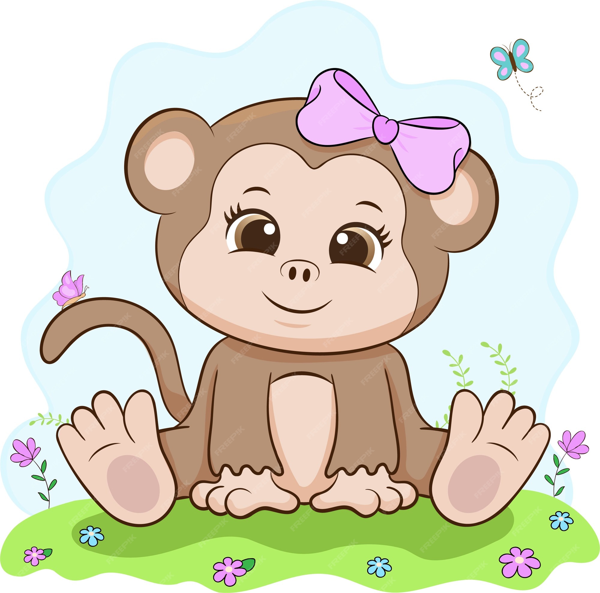 Premium Vector | Cute female babby monkey