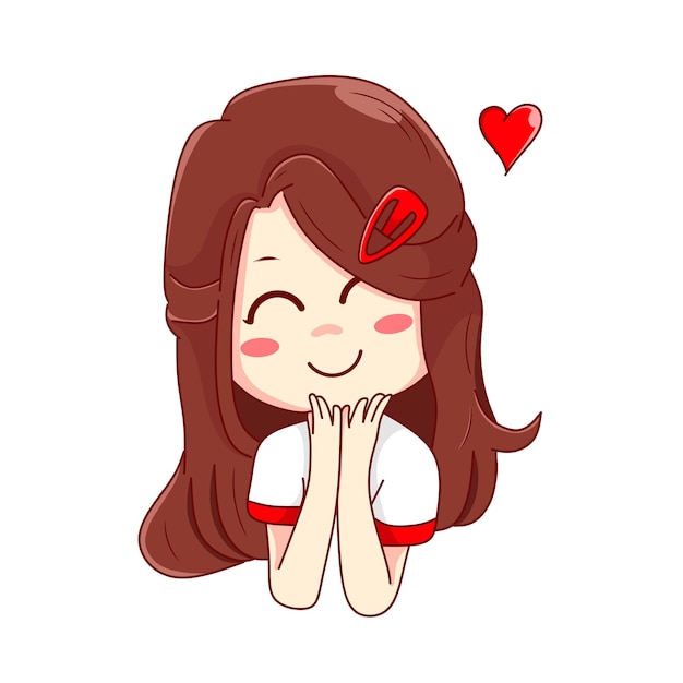 Vector cute female character in love kawaii design