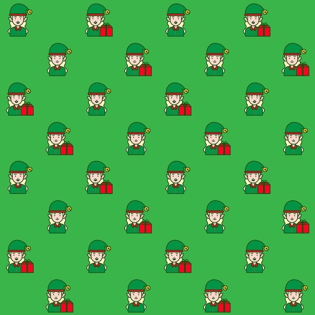 Cute Female Elf Vector Seamless Pattern