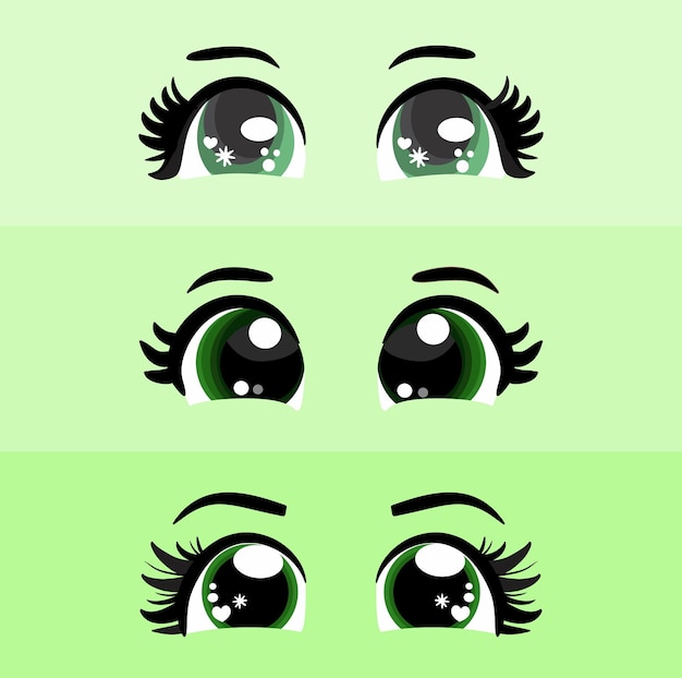 Cute female eyes drawing set