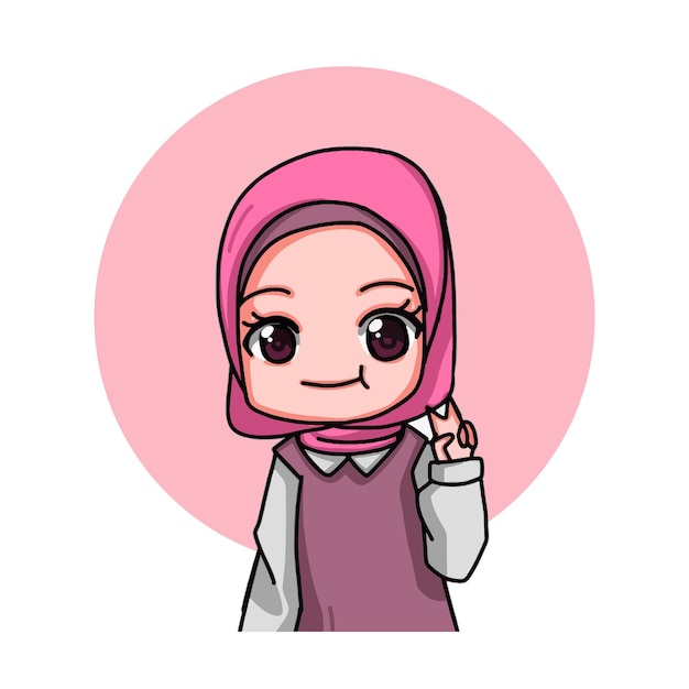 귀여운 여성 이슬람 캐릭터