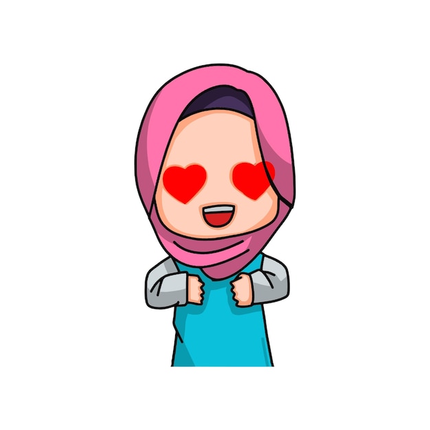귀여운 여성 이슬람 캐릭터