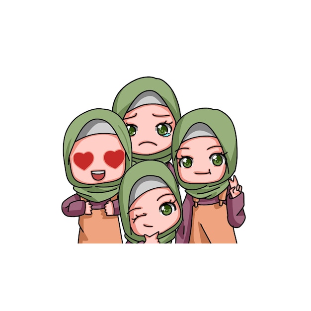 かわいい女性のイスラム教徒のキャラクター