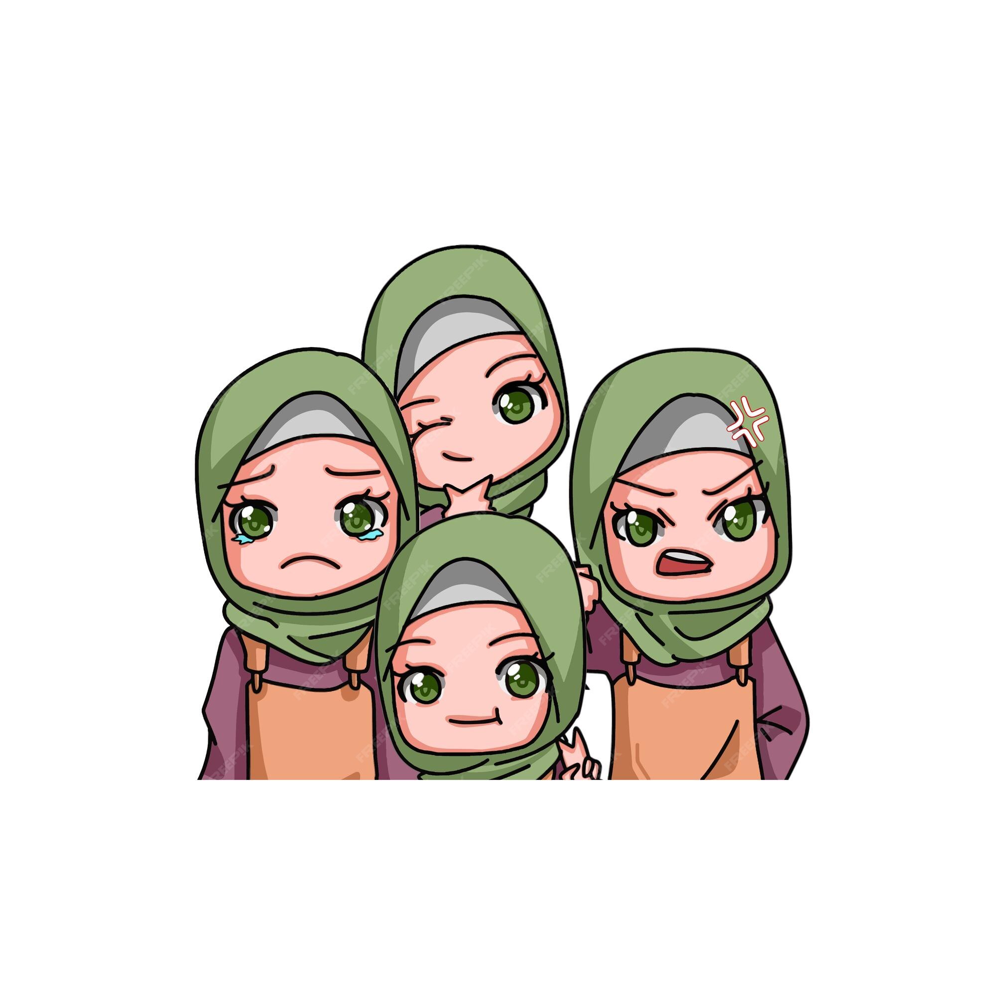 Premium vector l image of a cute woman hijab anime character being