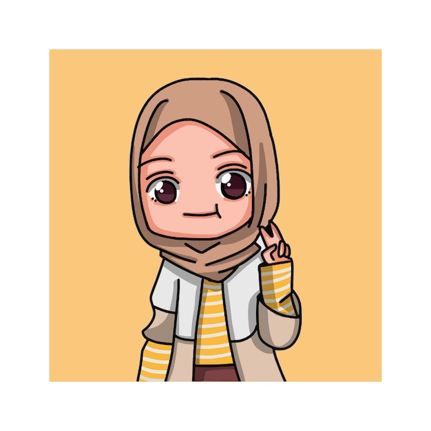 かわいい女性のイスラム教徒のキャラクター