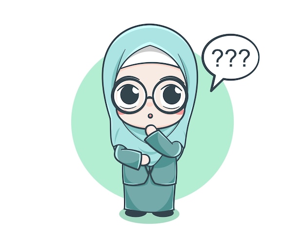 Cute female muslim teacher cartoon character