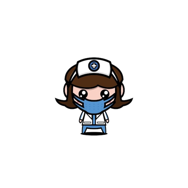 Cute female nurse cartoon character profession care people