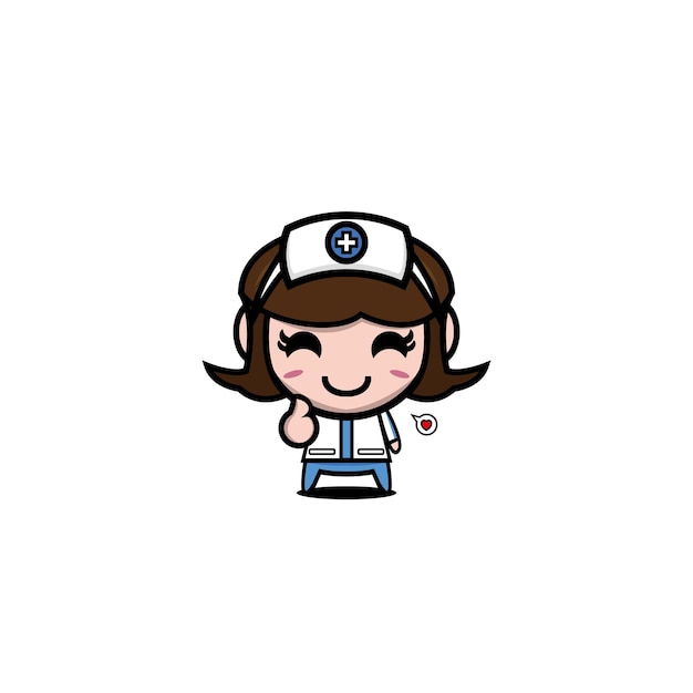 Cute female nurse cartoon character profession care people