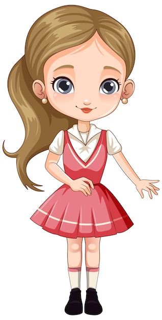 Vector cute female student cartoon character